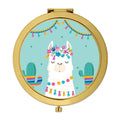Gold Compact Mirror with Llama Graphic Y133