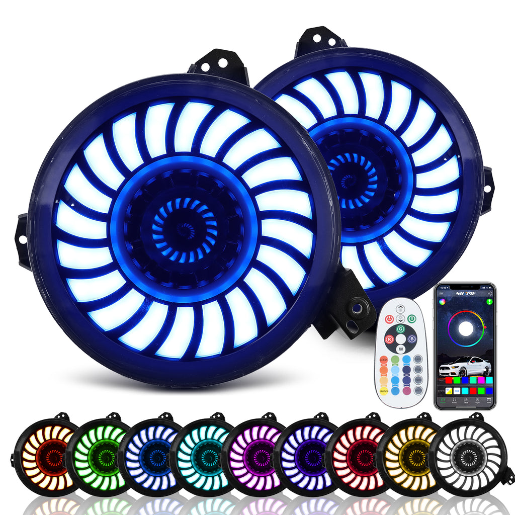 9 inch RGBW 3D LED Lens Halo Headlights with Turn Signal (2pcs/set) J143