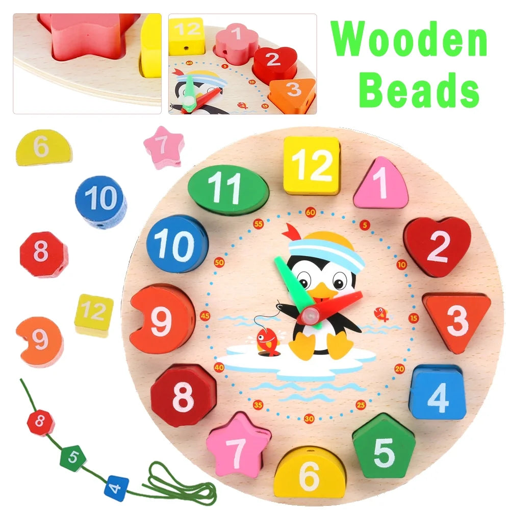 Wooden Shape Sorting Clock Educational Toy F357
