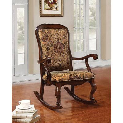 Rocking Chair in Fabric and Cherry Canora Grey B741475