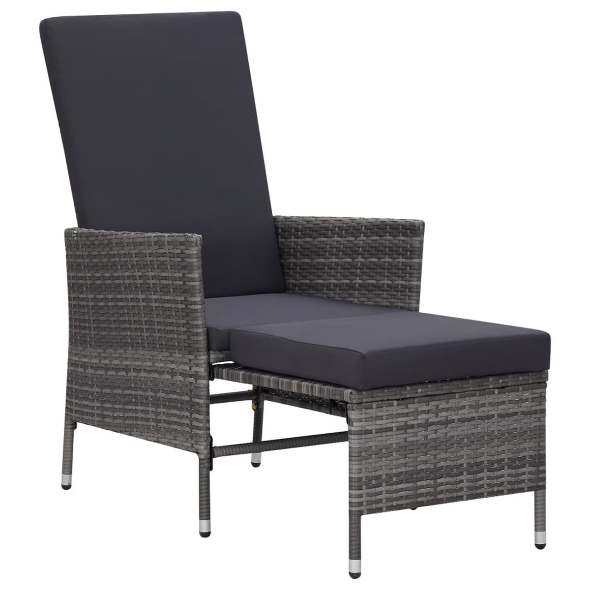 2 Piece Gray Poly Rattan Outdoor Lounge Set with Cushions W862