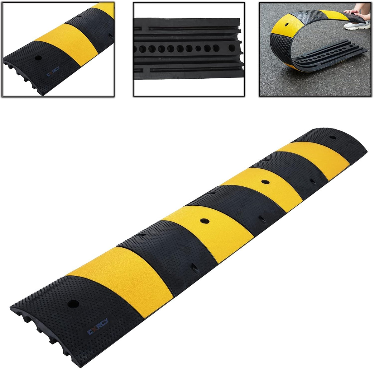 Heavy Duty Rubber Speed Bump 6FT 1 Pack with 4 Bolts (71.7 x 12 x 2.4 Inch) I38723