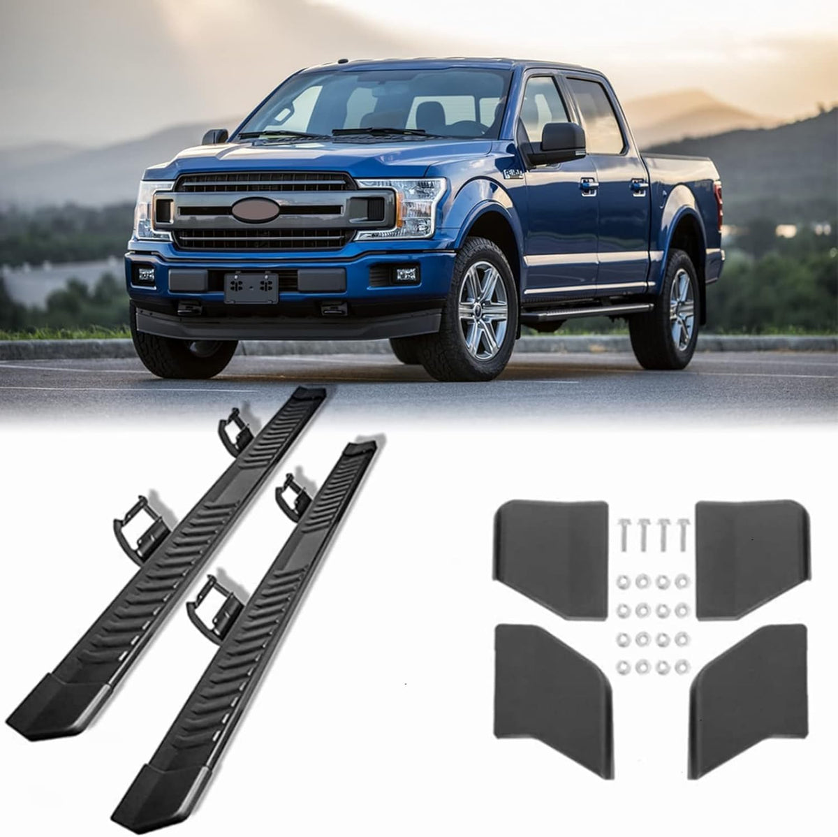 Black Running Boards with Side Steps G882