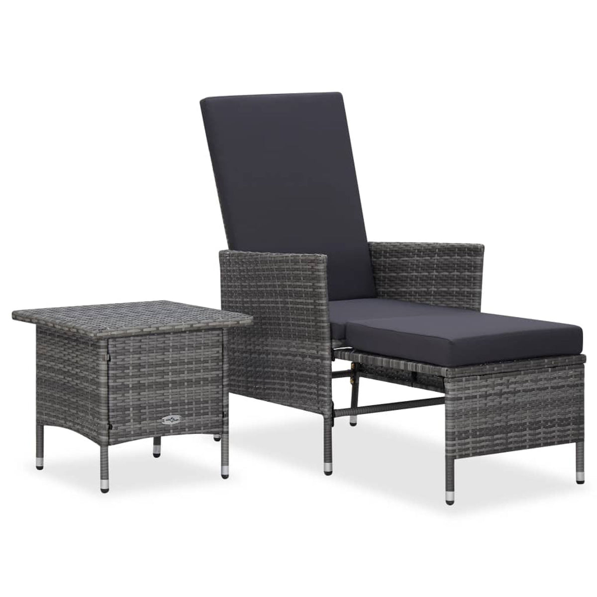 2 Piece Gray Poly Rattan Outdoor Lounge Set with Cushions W862