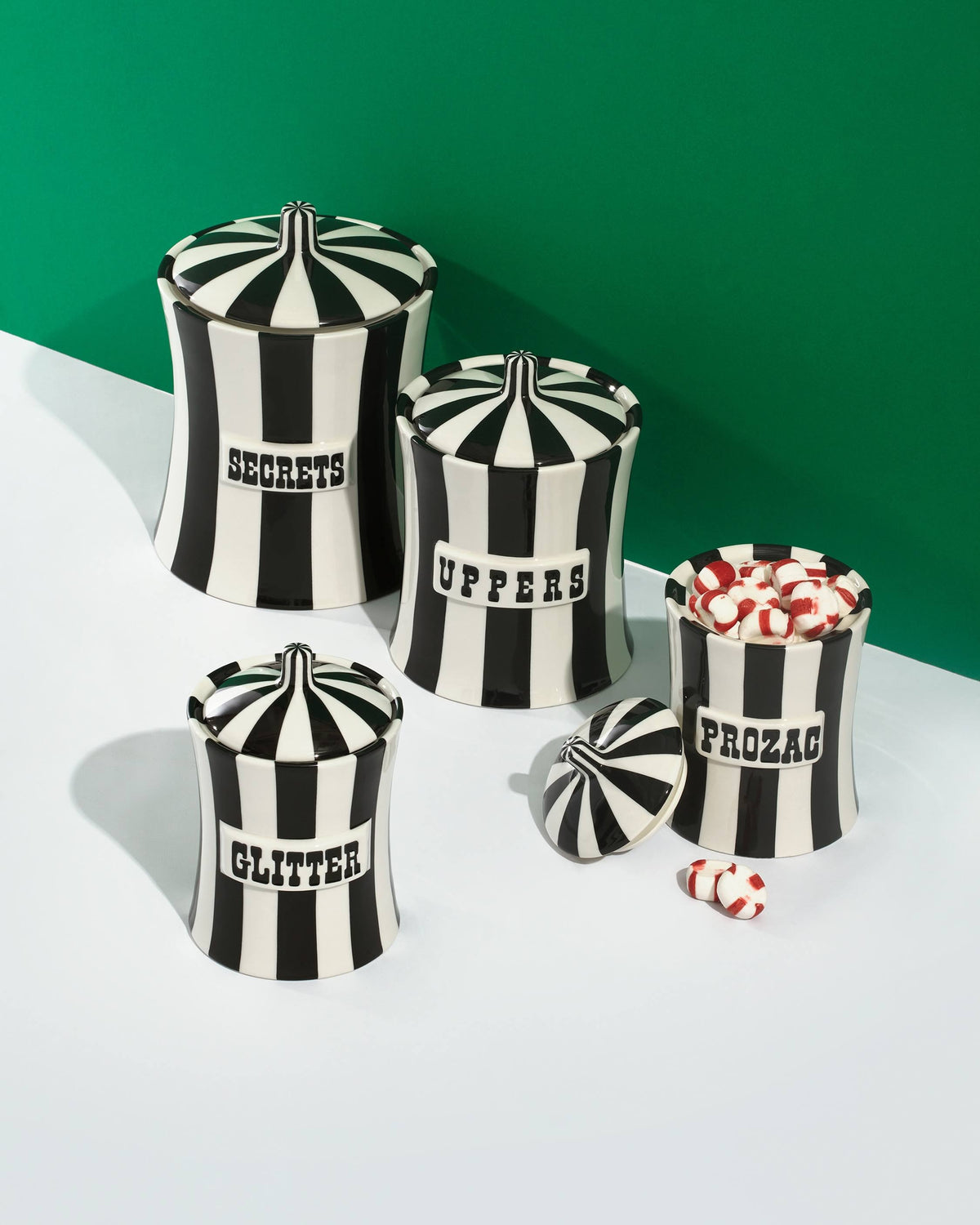 Black/White Glitter Canister Z32206