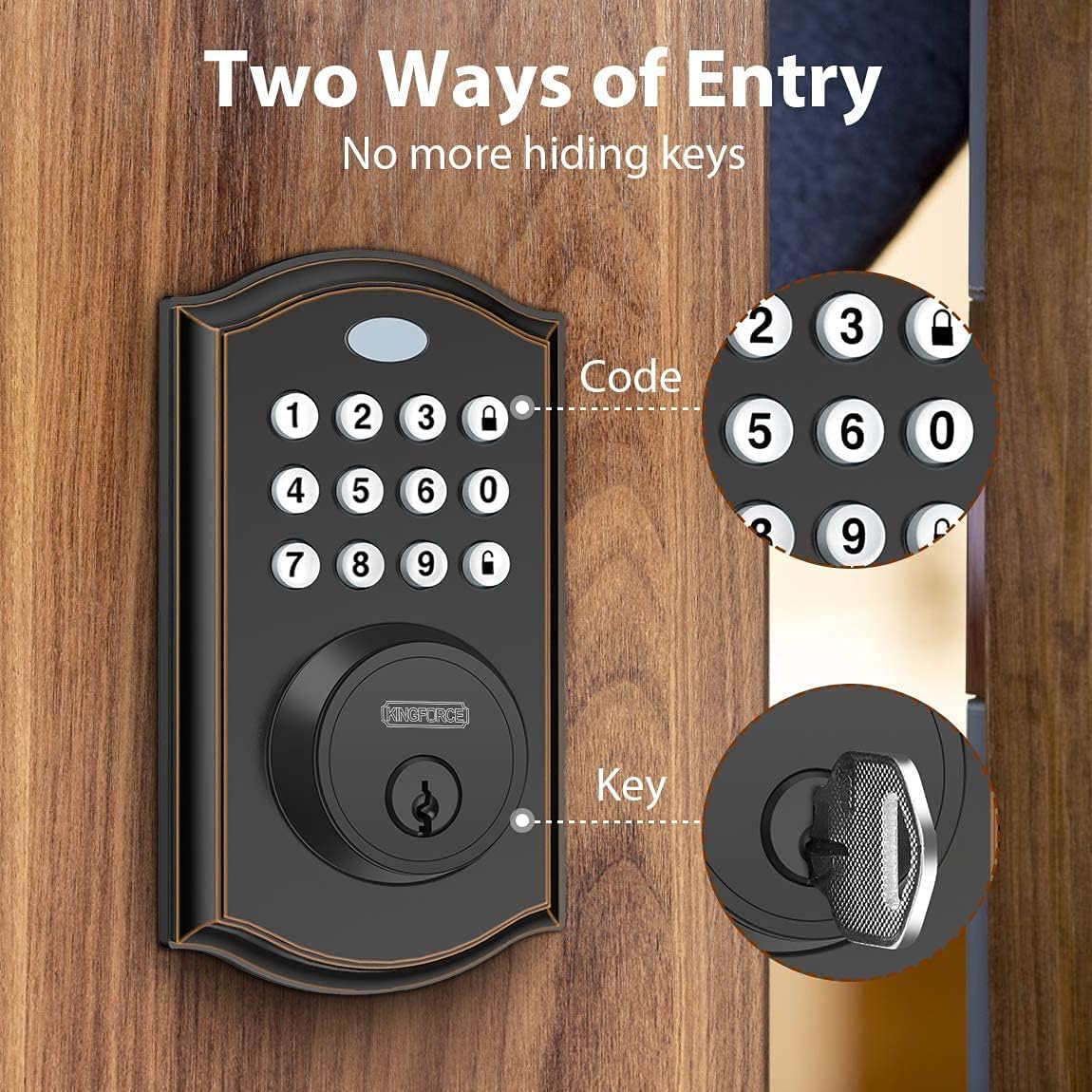 Keypad Deadbolt Lock, Keyless Entry Door Lock, Electronic Deadbolt, Pack of 2 K195