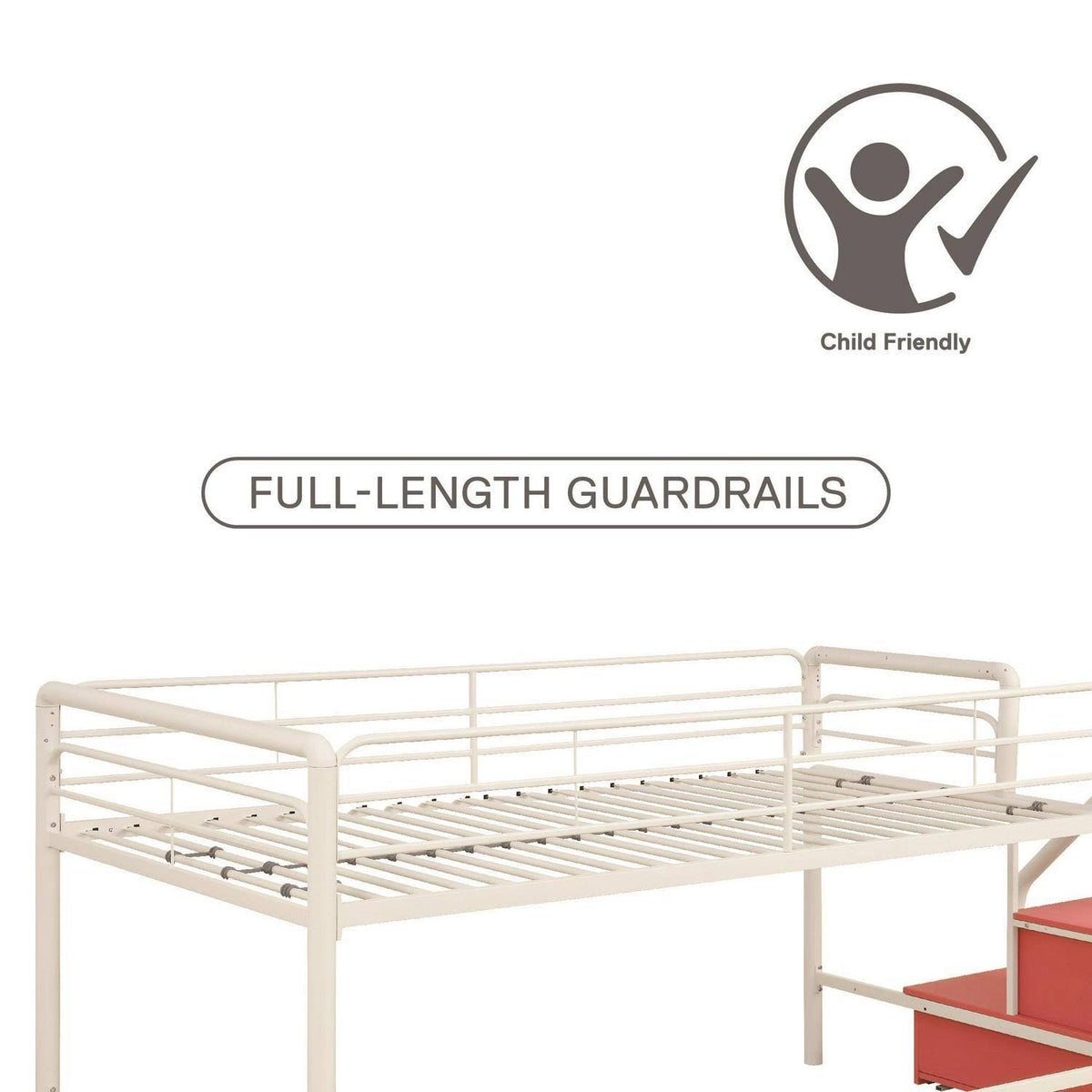 Black Junior Twin Loft Bed with Storage Steps L546804