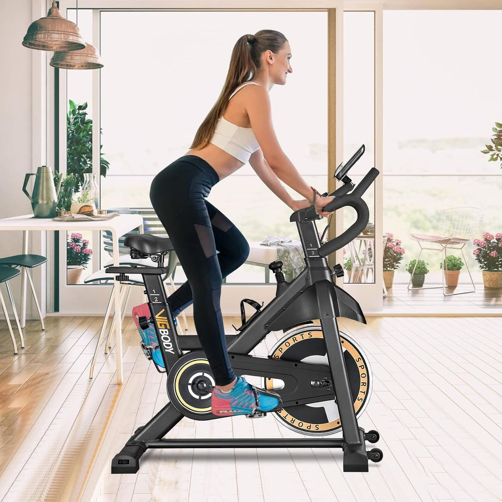 Indoor Cycling Bike Stationary Exercise Bike with LCD Monitor Comfortable Seat J8415