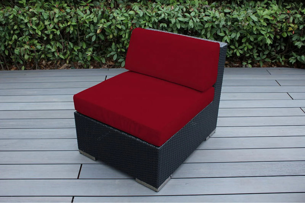 9 Piece Black Wicker Patio Furniture Sectional Conversation Set E145929