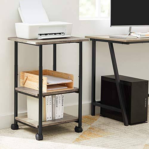 3-Tier Printer Stand with Wheels and Adjustable Table Top L248