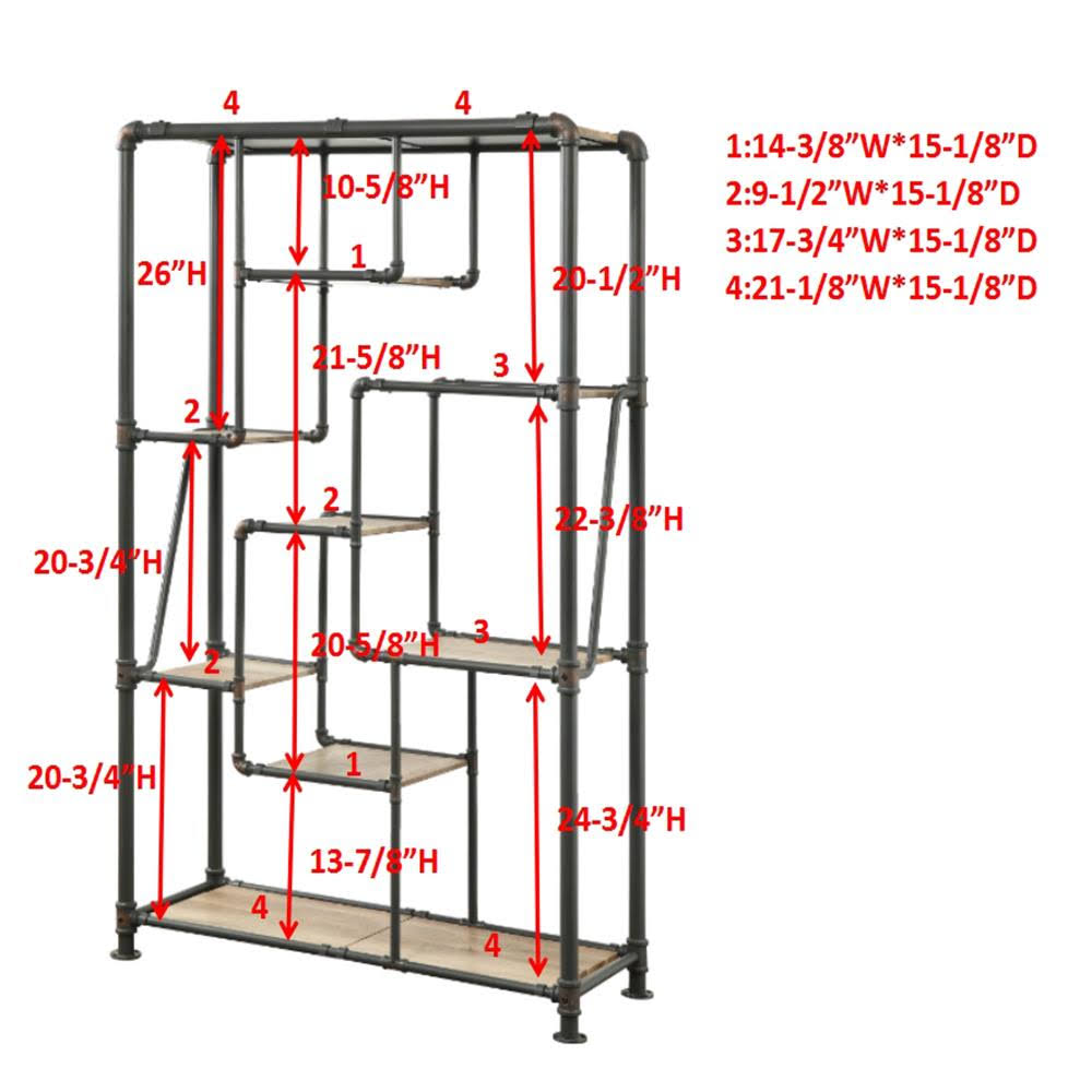 Black Metal 8-Shelf Bookcase D6711