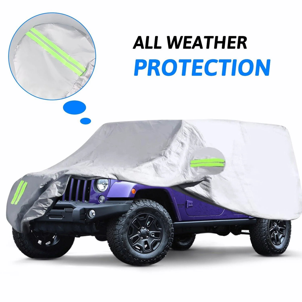 Silver Waterproof Full Car Cover for Jeep Wrangler 2 Door S400
