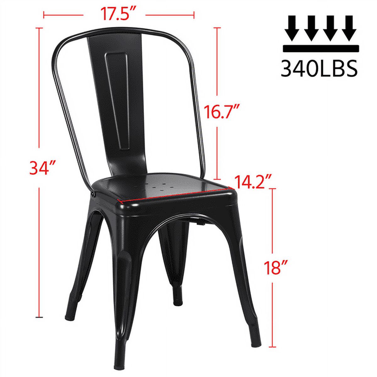 18 Inch Iron Metal Bar Chair Black (Set of 4) N711