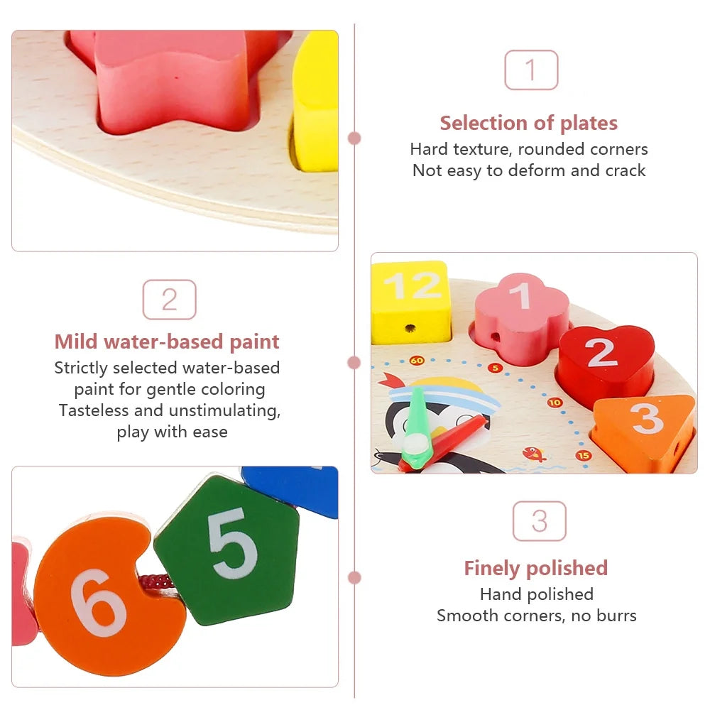 Wooden Shape Sorting Clock Educational Toy F357