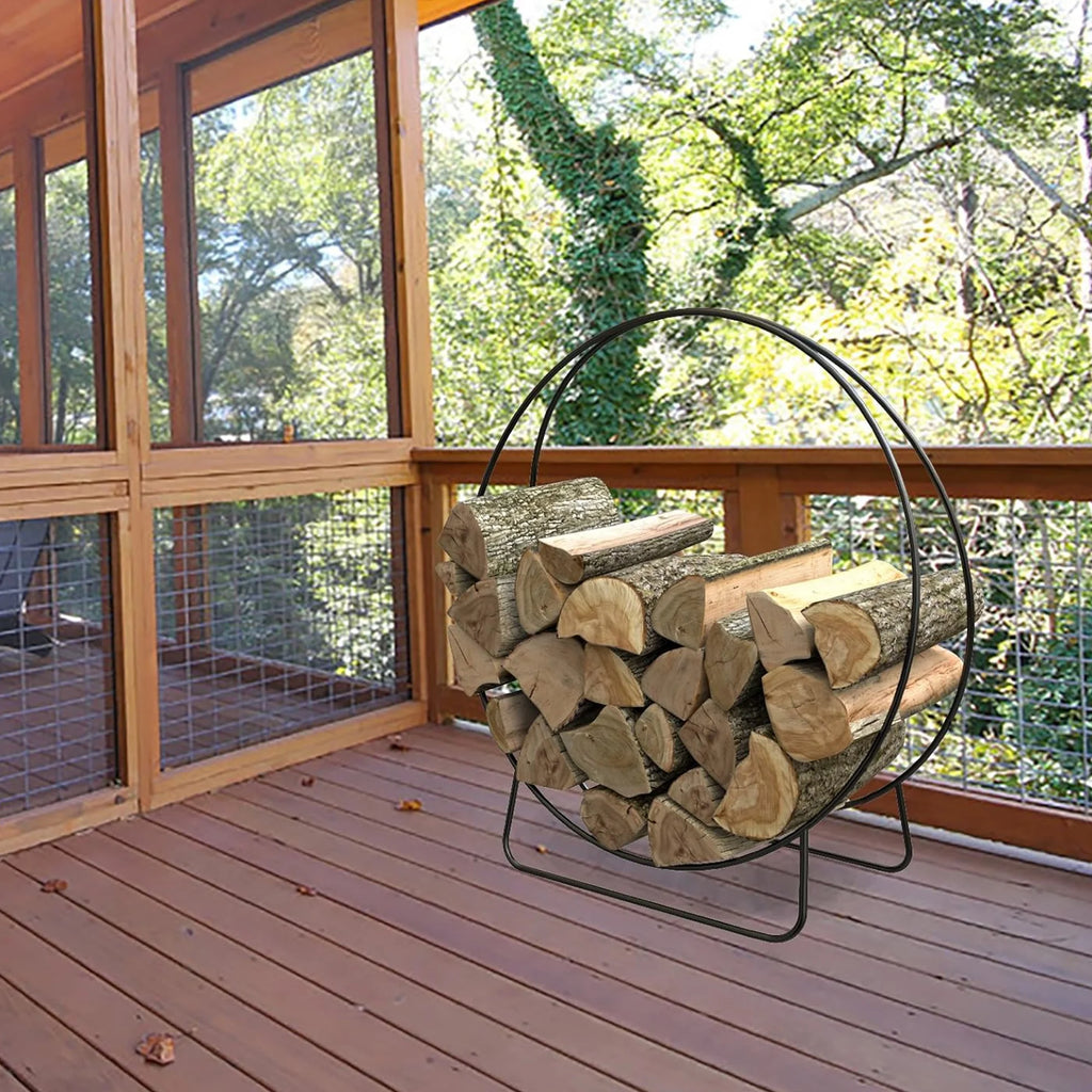Black Tubular Steel Log Rack I52553