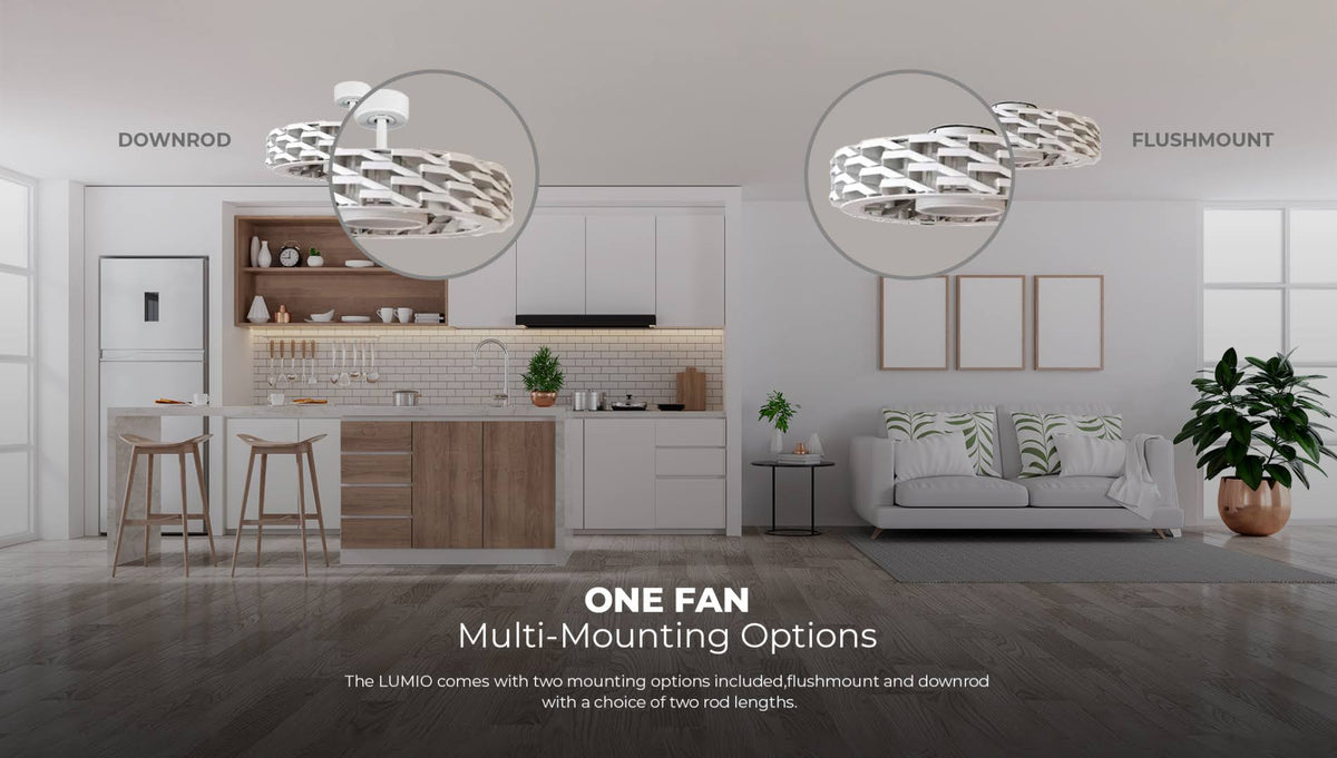 White 6 Speed Dimmable LED Bladeless Ceiling Fan Y636