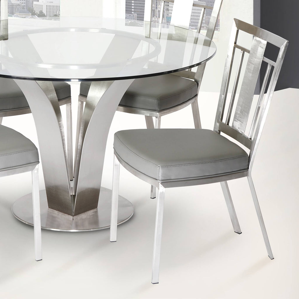 Gray Stainless Steel Dining Chair Set of 2 D86864