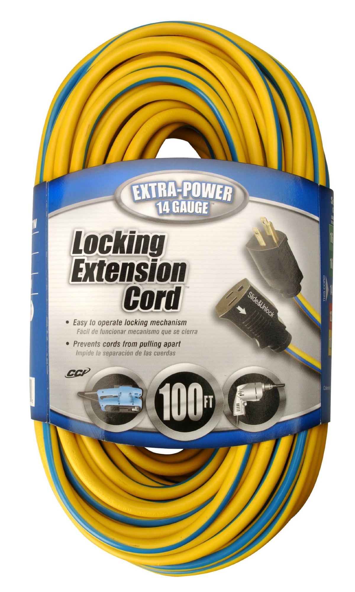 Yellow Blue Locking Extension Cord M934584