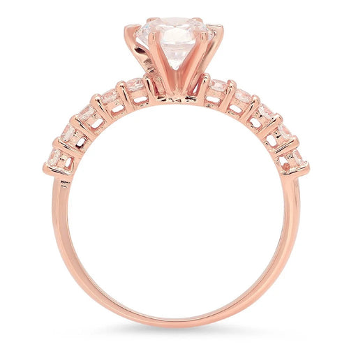 1.05 ct Round Cut Clear Simulated Diamond 18k Pink Rose Gold Engagement Ring Size 3.5 H966918