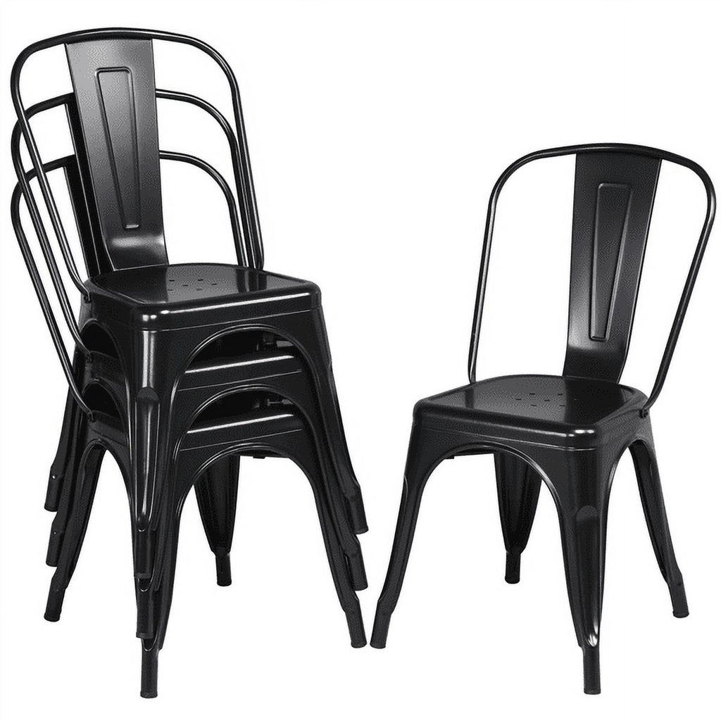18 Inch Iron Metal Bar Chair Black (Set of 4) N711
