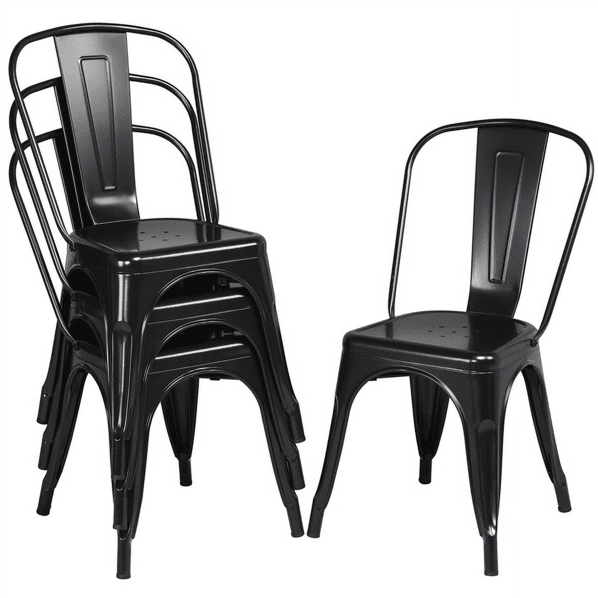 18 Inch Iron Metal Bar Chair Black (Set of 4) N711