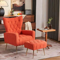 Velvet Accent Chair with Ottoman Button Tufted Armchair F60952