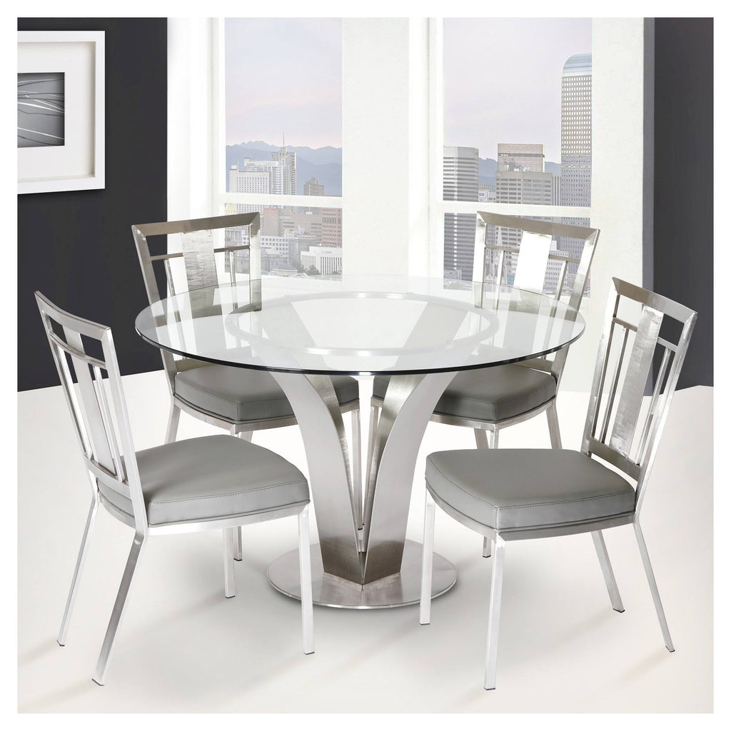 Gray Stainless Steel Dining Chair Set of 2 D86864