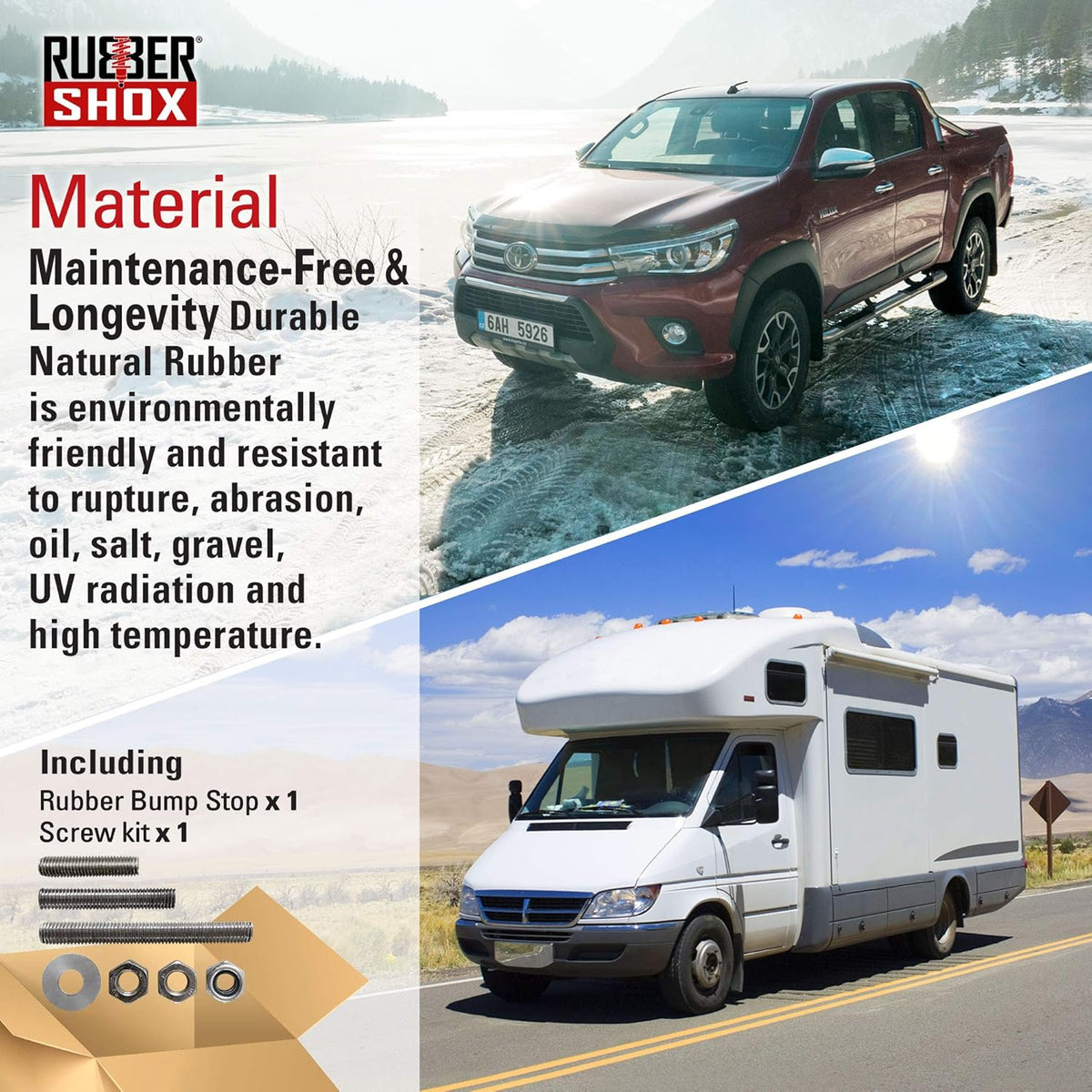 Rubber Bump Stop for Truck and RV Suspension, 3 Sizes, 2 pcs S40108