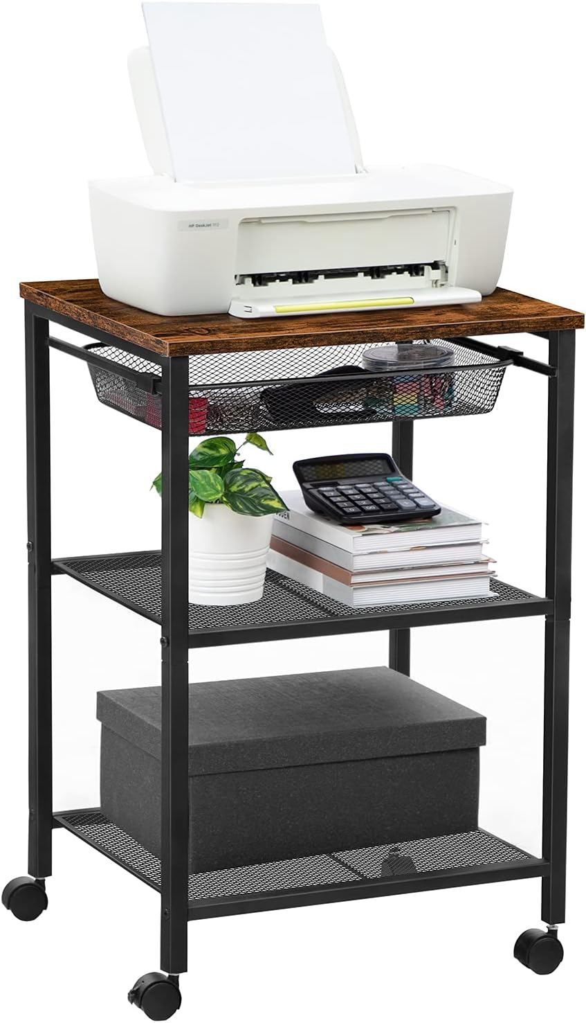 3-Tier Printer Cart with Storage Shelf and Wheels G1310