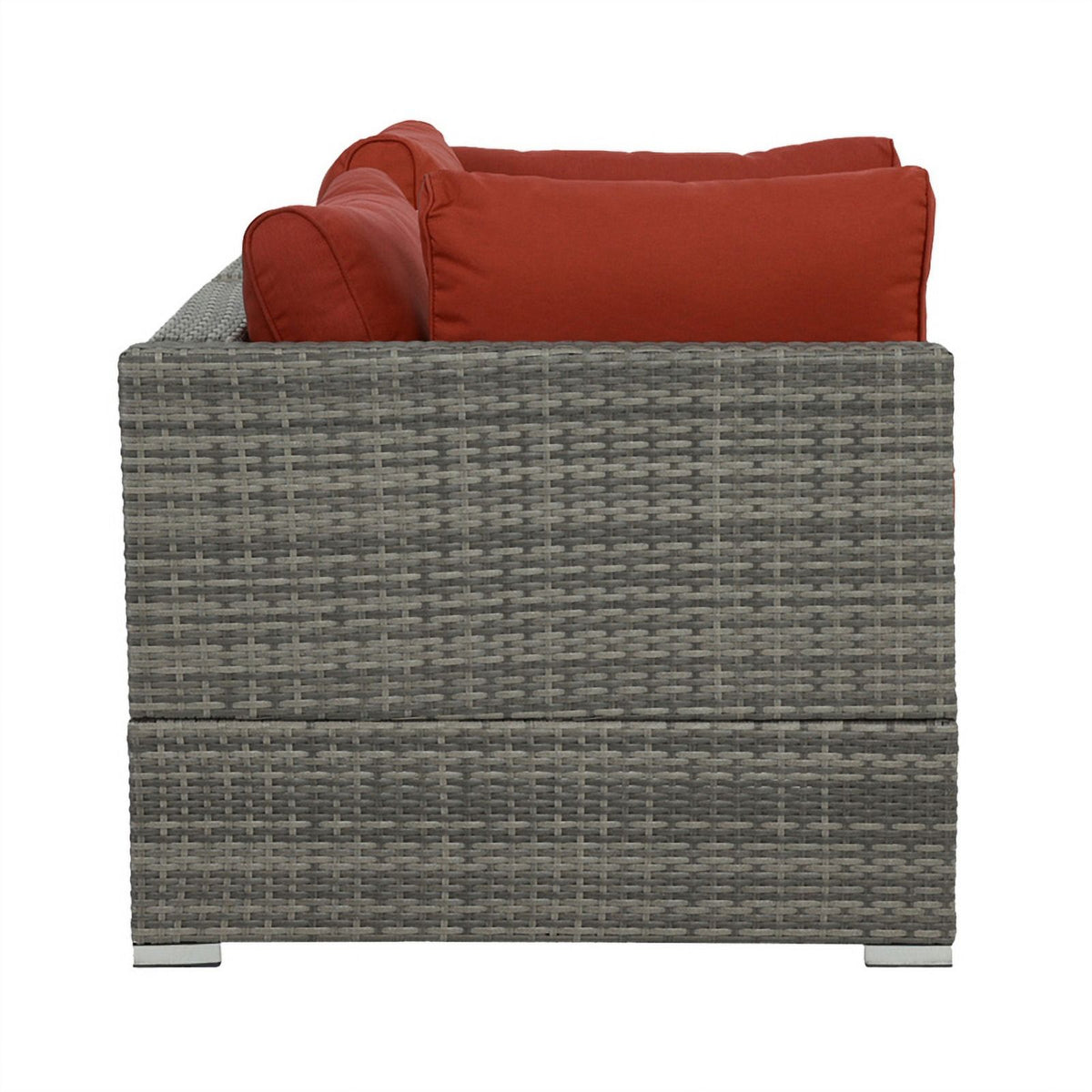 Red Wicker-Fabric Outdoor Loveseat Two Piece N964020