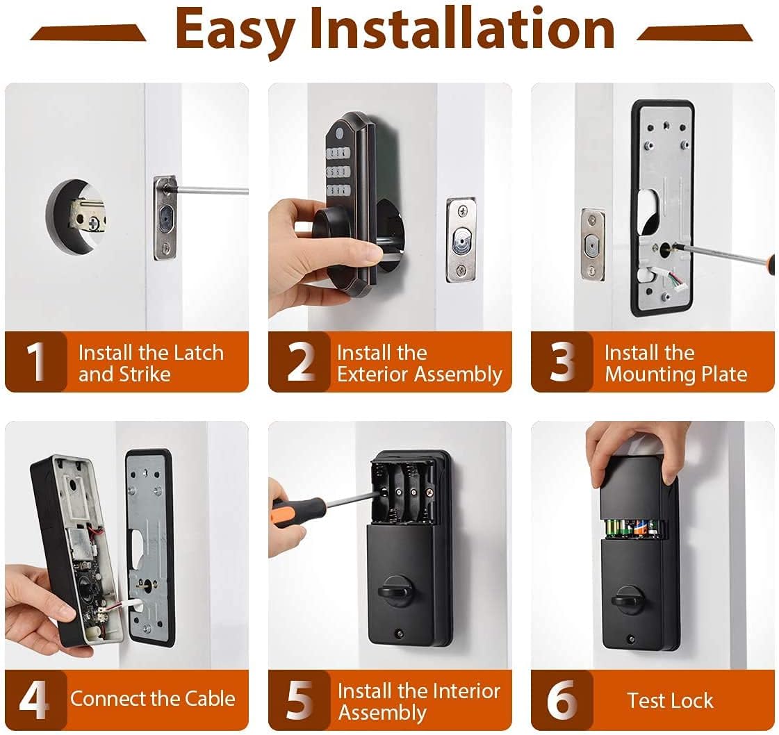 Keypad Deadbolt Lock, Keyless Entry Door Lock, Electronic Deadbolt, Pack of 2 K195