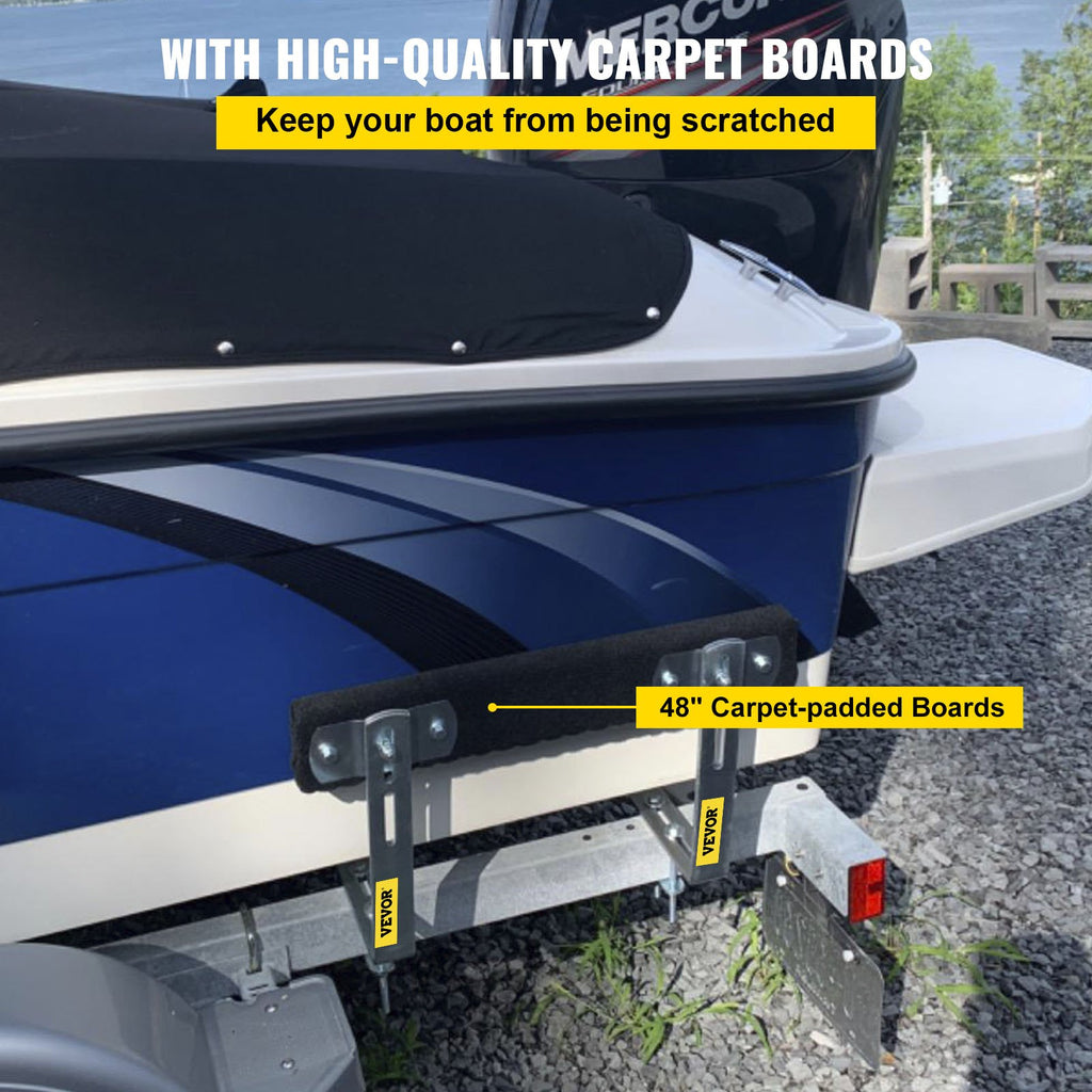 48" Boat Trailer Guide-Ons, 2-Pack, Rustproof Steel with Carpet-Padded Boards X441