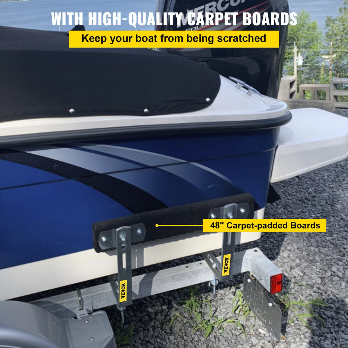 48" Boat Trailer Guide-Ons, 2-Pack, Rustproof Steel with Carpet-Padded Boards X441