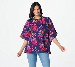 Purple/Pink Printed Caftan Top V8262