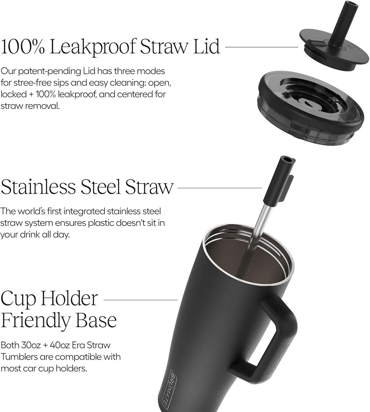 30 oz Stainless Steel Tumbler with Handle and Straw A290026