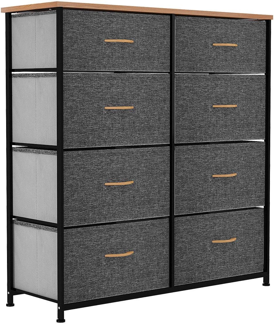 Gray 8 Drawer Fabric Dresser with Steel Frame O701849