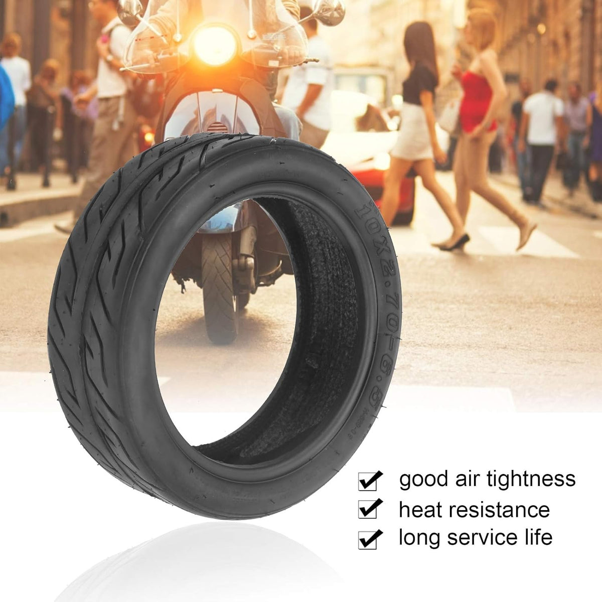 10x2.70-6.5 10 Inch Rubber Scooter Tire Pack of 2 G1008