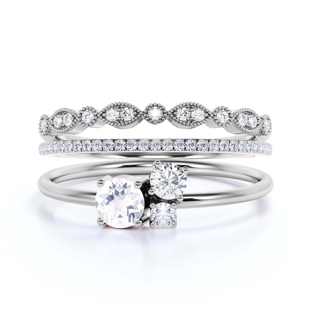 1.55 Carat Round Cut Diamond Moissanite Engagement Ring in 925 Sterling Silver With 18k White Gold Plating R3707