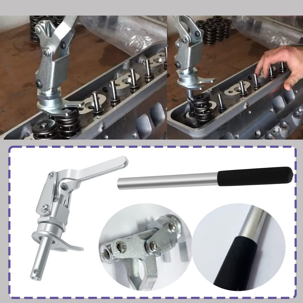 3PCS Valve Replacement Tools Set with Valve Spring Tool, Valve Holder Hose and Valve Stem Seal Pliers S854483