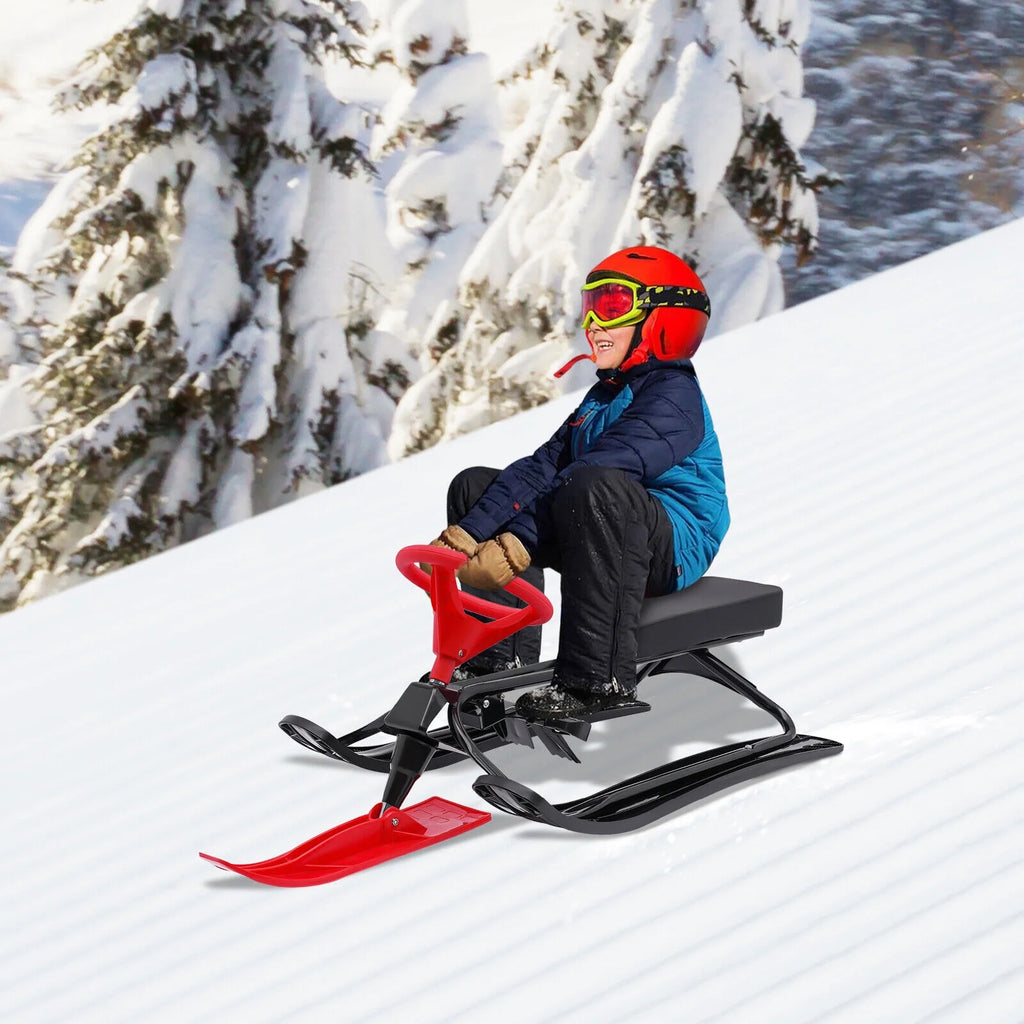 Snow Racer Sled Slider Board with Steering Wheel Double Brake C505835