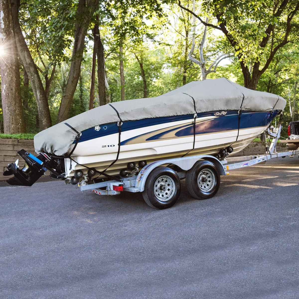 Gray Waterproof Boat Cover 14'-16' Long C5412