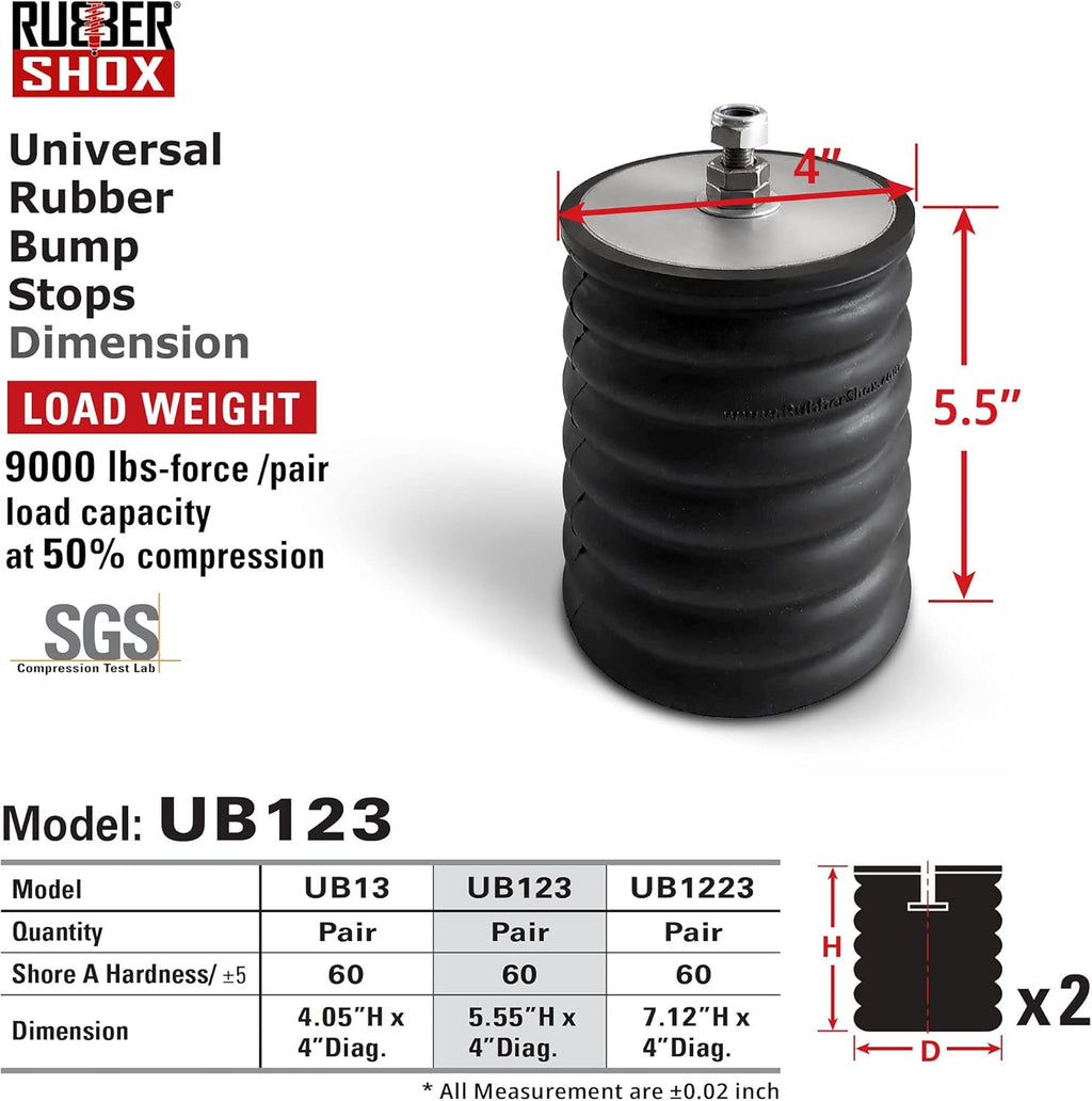 Rubber Bump Stop for Truck and RV Suspension, 3 Sizes, 2 pcs S40108