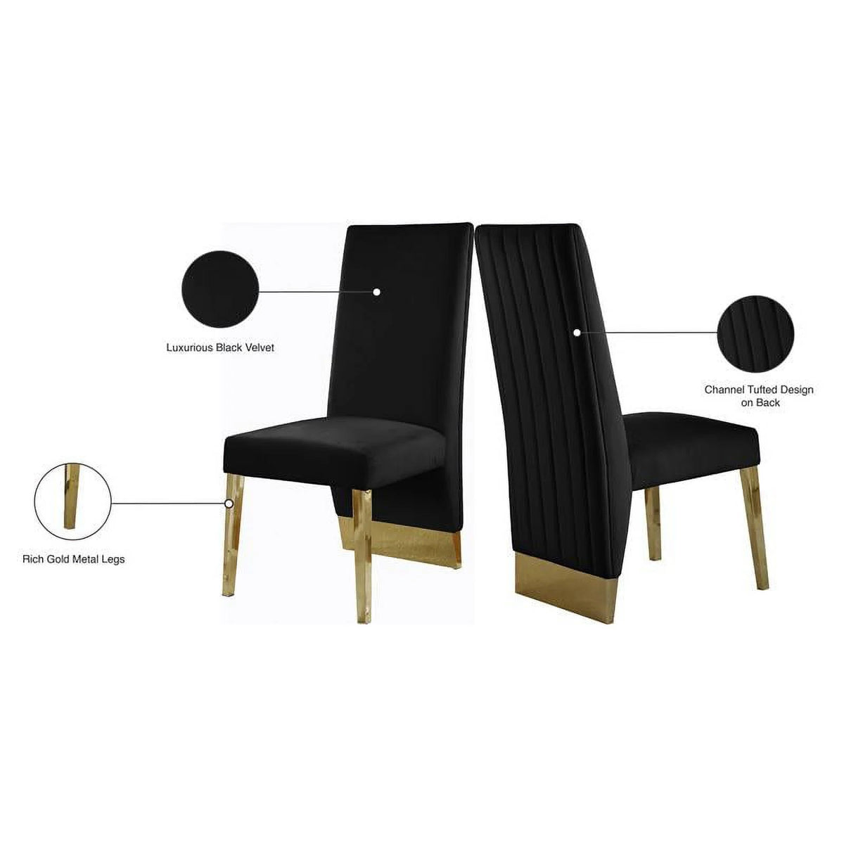 Velvet Dining Chair in Black (Set of 2) E759875