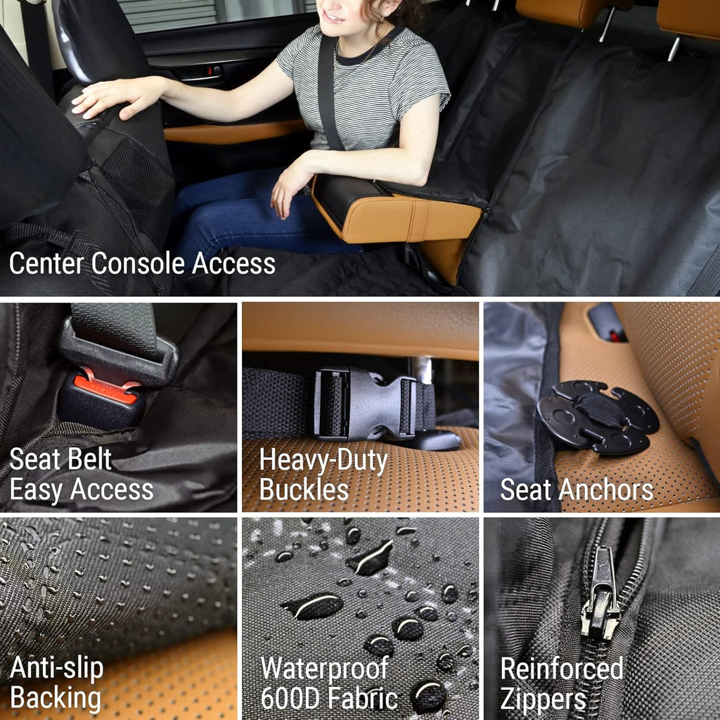 Heavy Duty Dog Hammock Bench Seat Cover with See-Thru Mesh Window, Waterproof, Pack of 2 E197