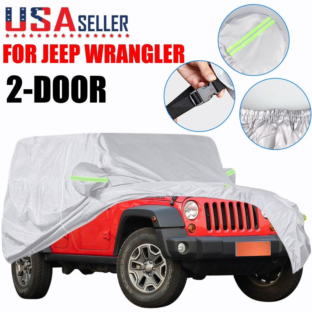 Silver Waterproof Full Car Cover for Jeep Wrangler 2 Door S400