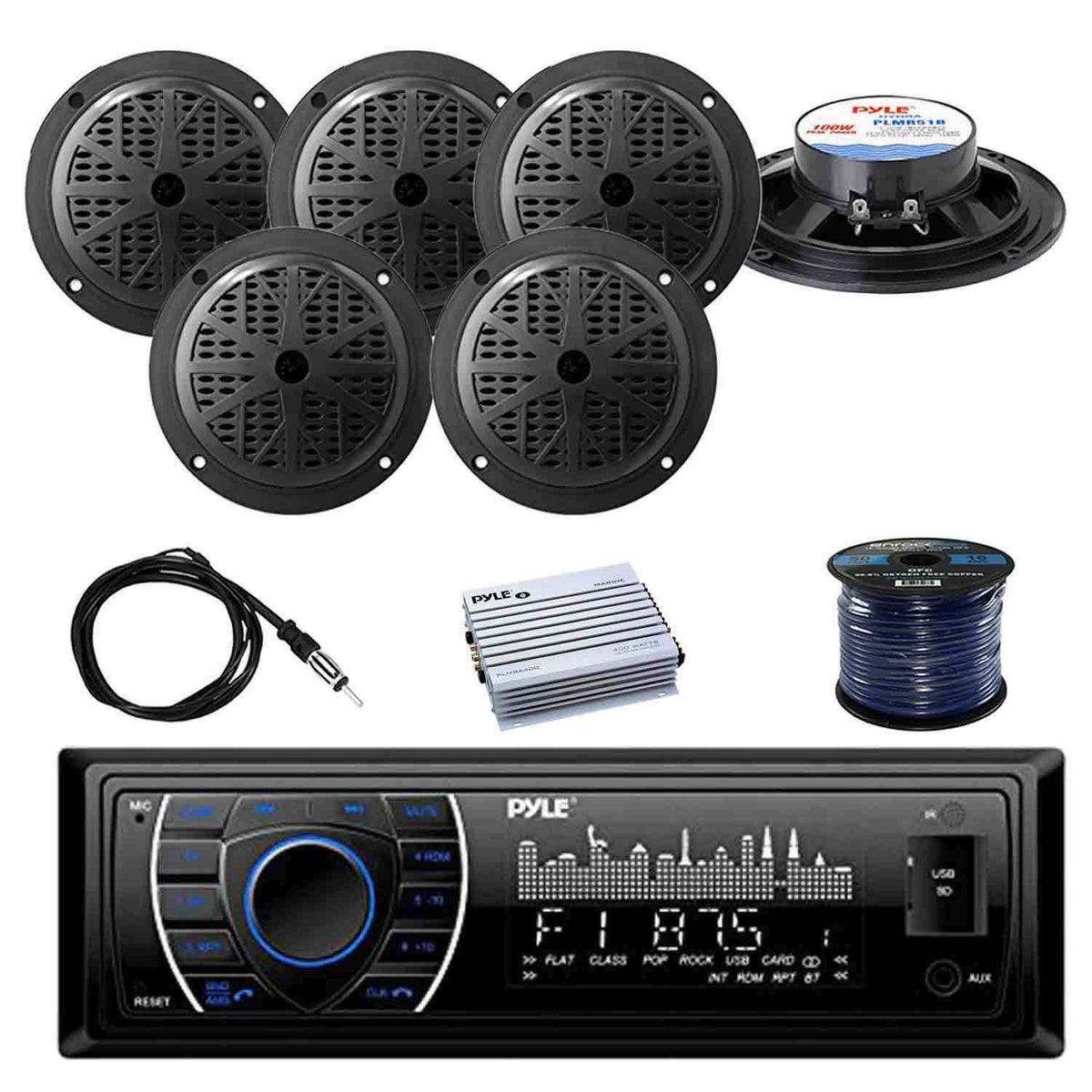 Receiver Stereo (Black) with 100W Speakers, Antenna, Amplifier and Speaker Wire P182