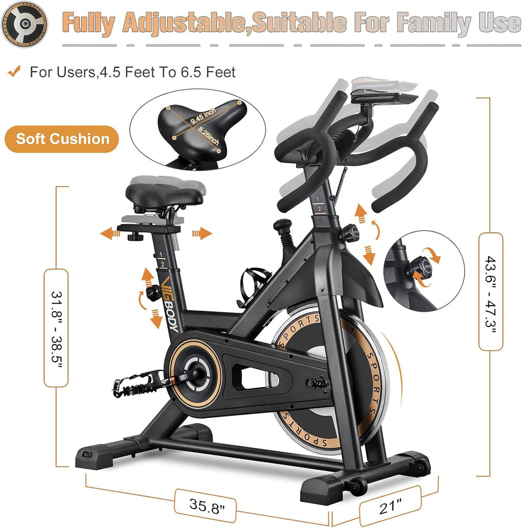 Indoor Cycling Bike Stationary Exercise Bike with LCD Monitor Comfortable Seat J8415
