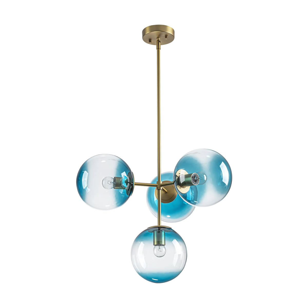 4-Light Gradient Blue Glass Chandelier W695564