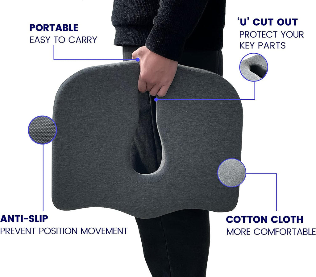 Medium Grey Extra-Dense Memory Foam Seat Cushion Q257359