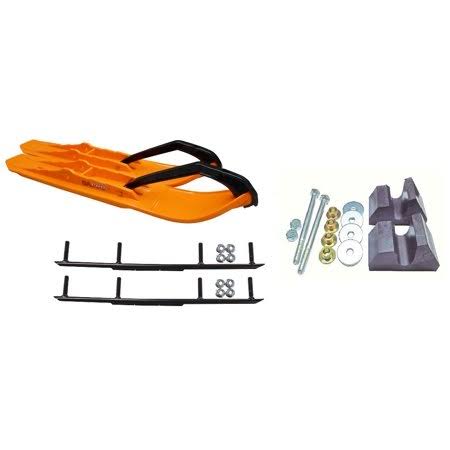 Orange Snowmobile Skis with 6 inch Round Bars Complete Kit A807